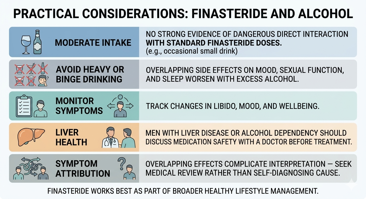Summary practical guidance panel for men taking finasteride who drink alcohol