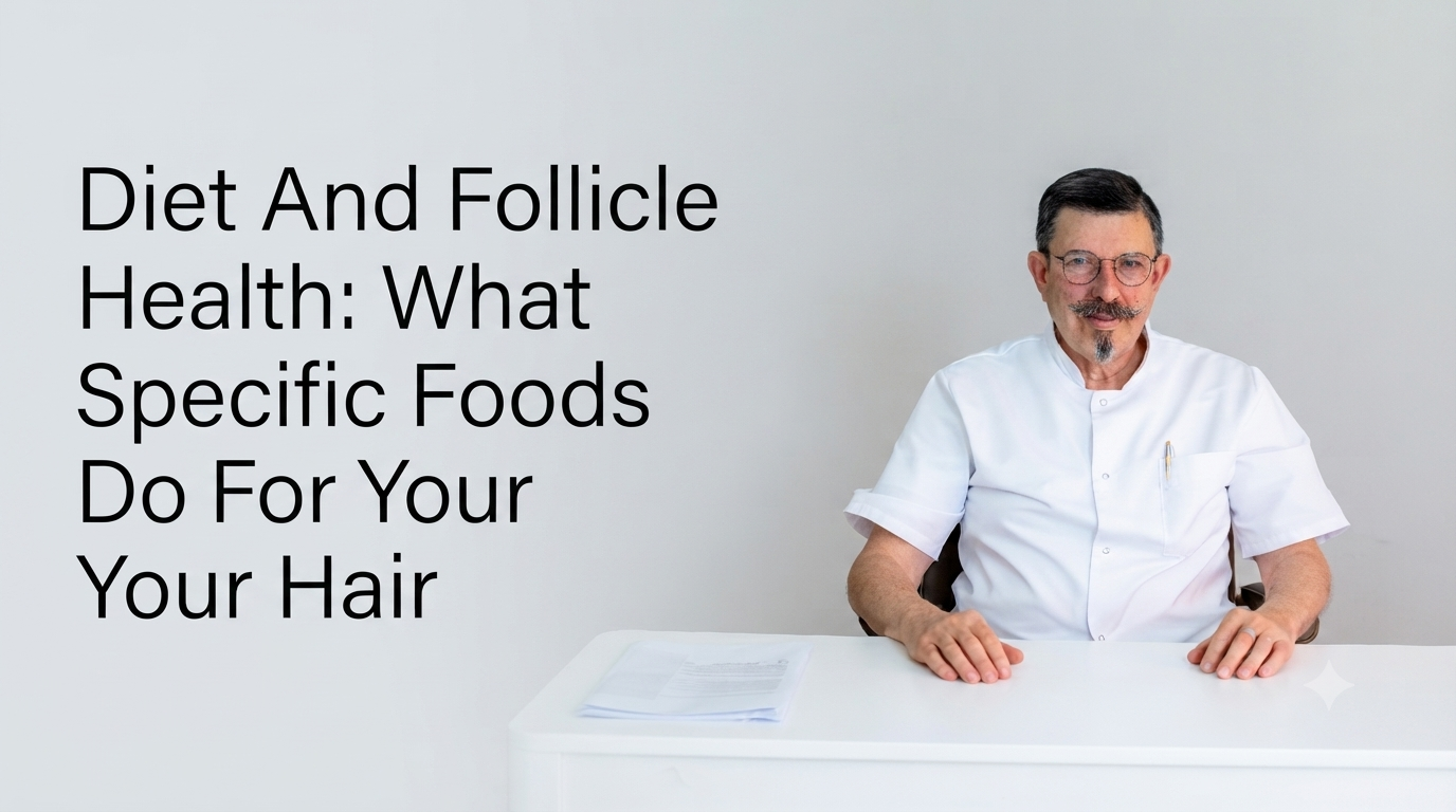 Diet and follicle health what specific foods do for your hair blog title on a clean background