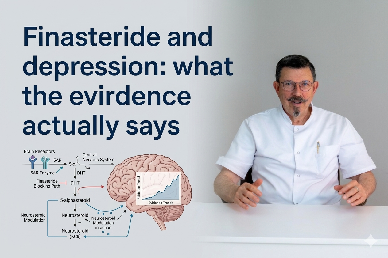 Finasteride and depression what the evidence actually says blog title on a clean background