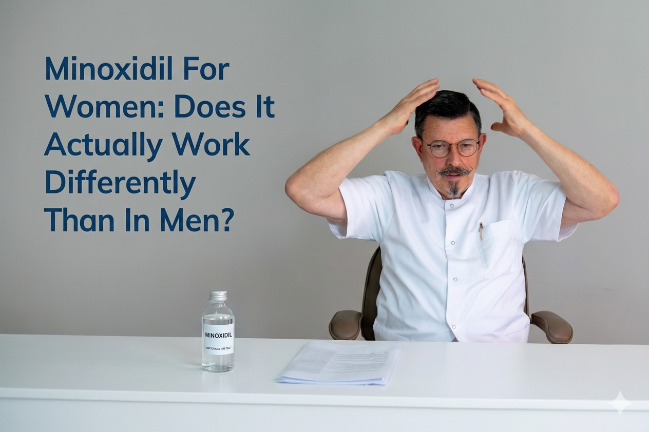 Minoxidil for women does it work differently than in men blog title on a clean background