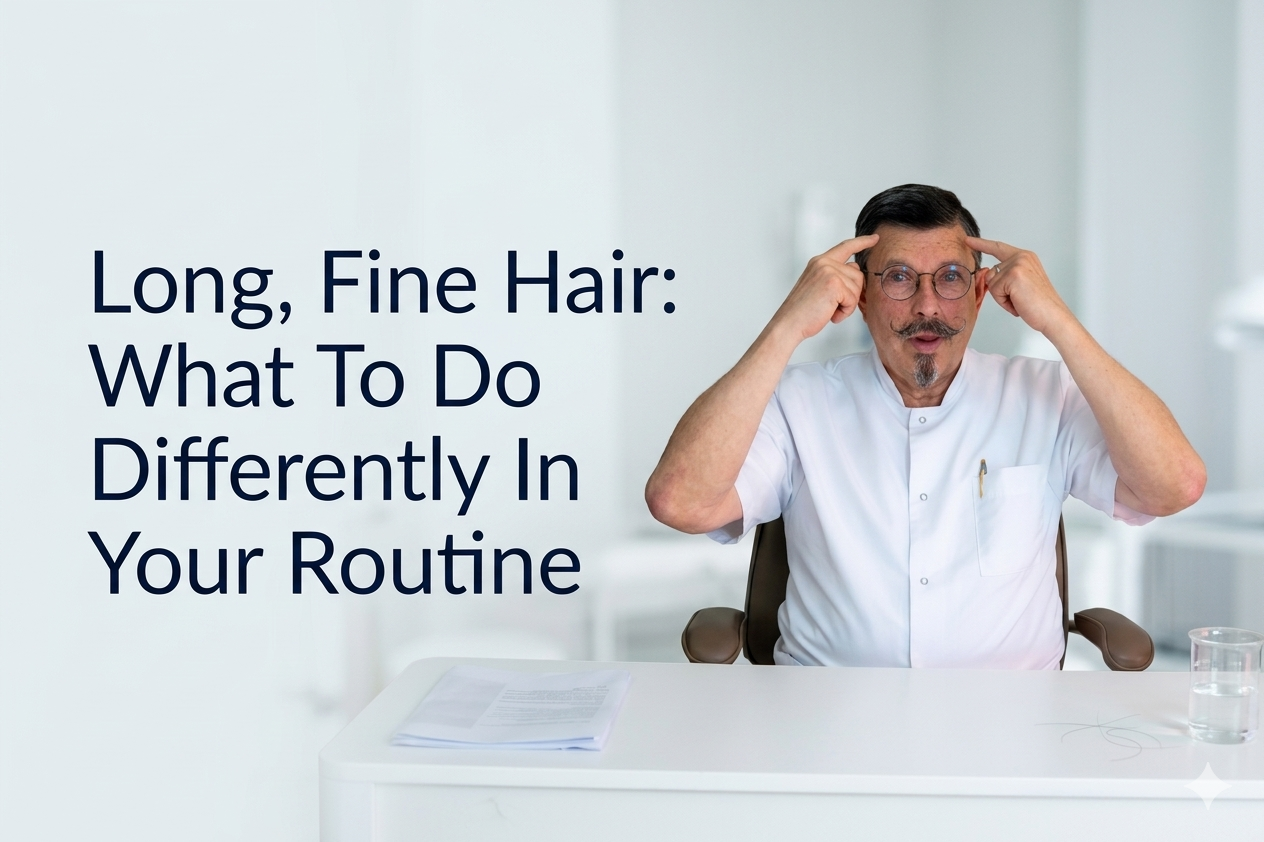 Long fine hair what to do differently in your routine blog title on a clean background