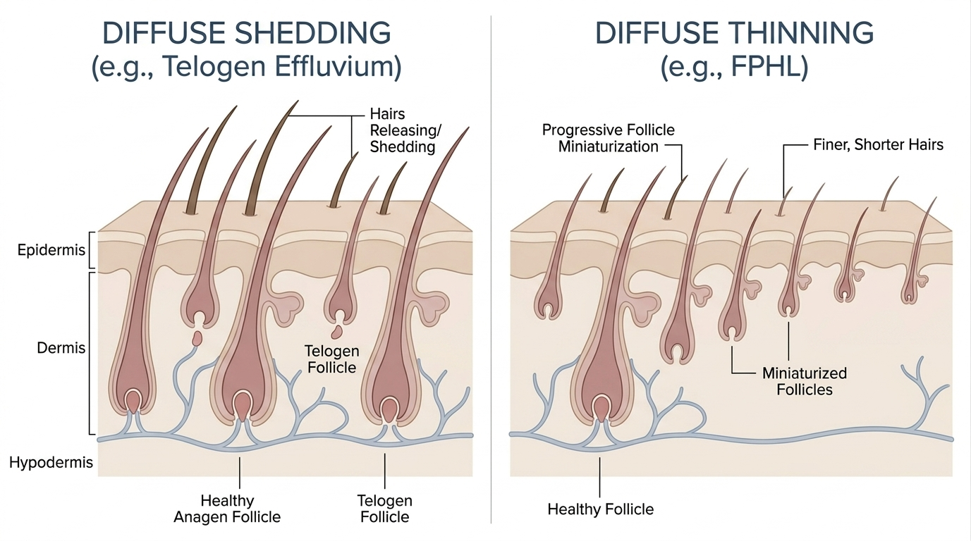 Diffuse thinning versus shedding