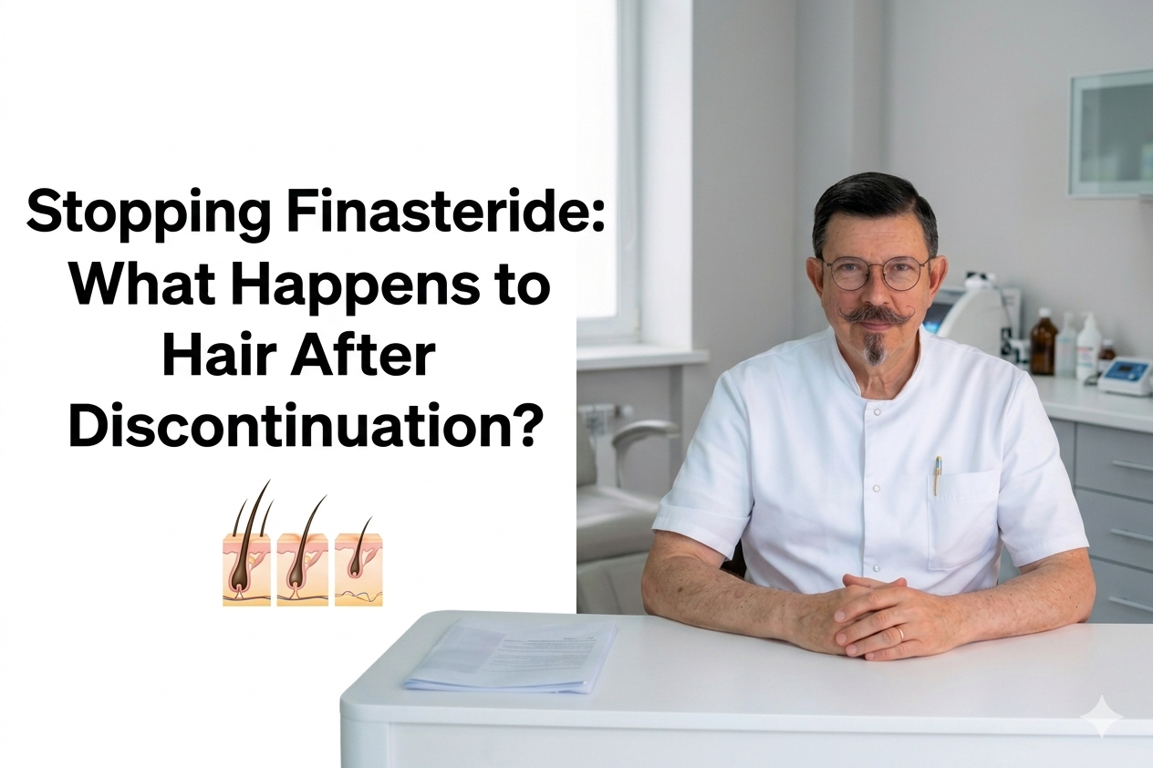 Stopping finasteride what happens to hair after discontinuation blog title on a clean background