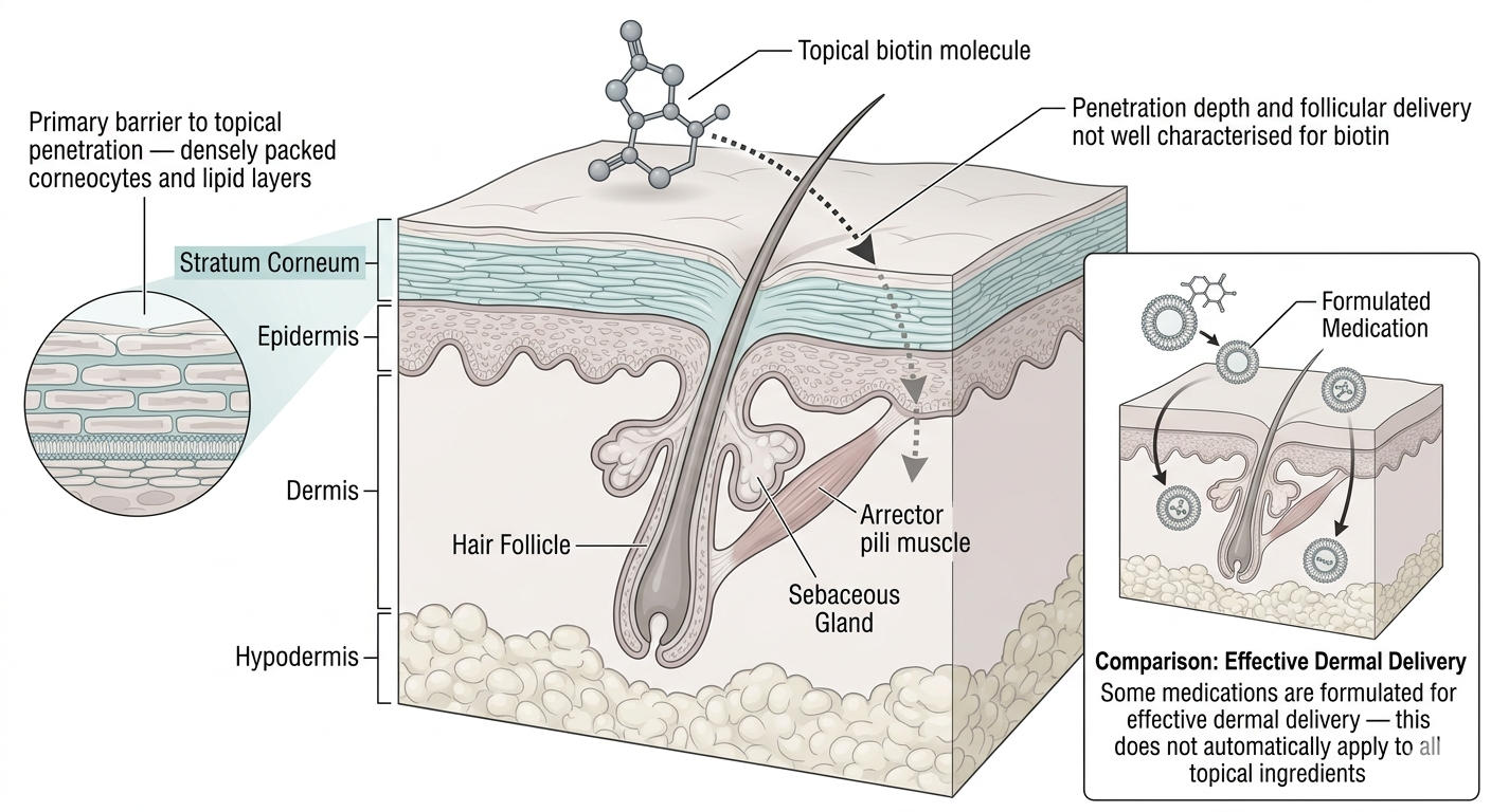 Diagram of skin barrier structure and penetration limitations