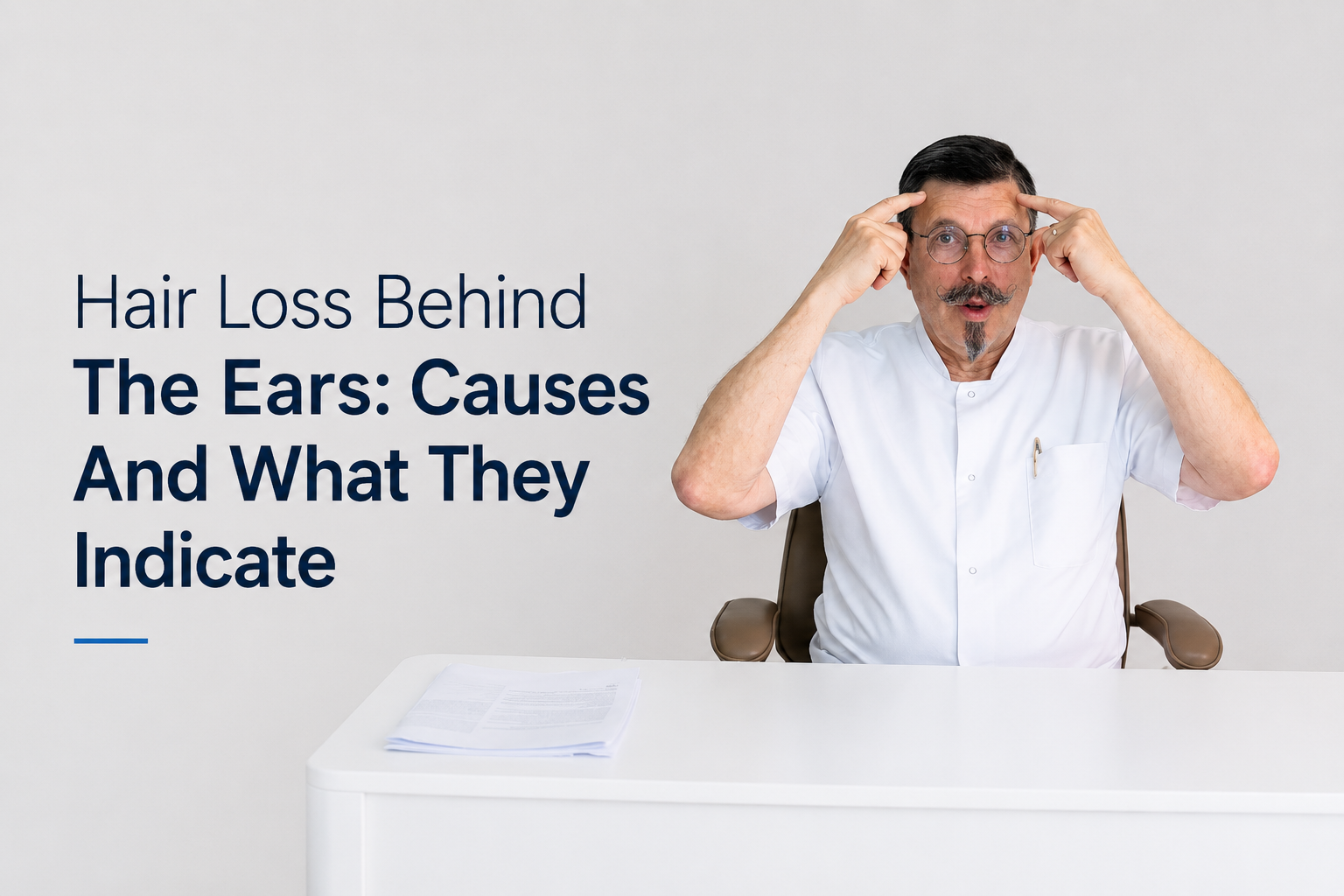 Hair loss behind the ears causes and what they indicate blog title on a clean background