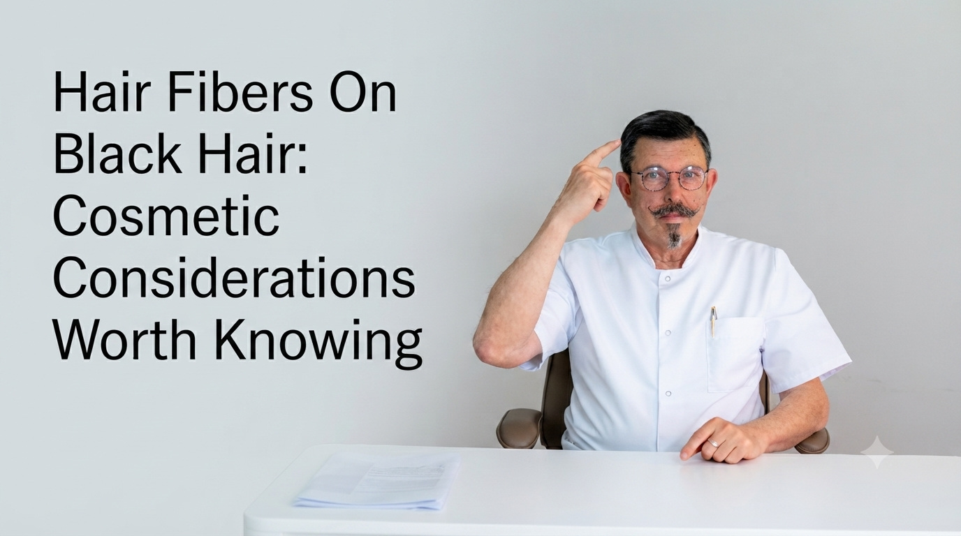 Hair fibers on Black hair cosmetic considerations worth knowing blog title on a clean background