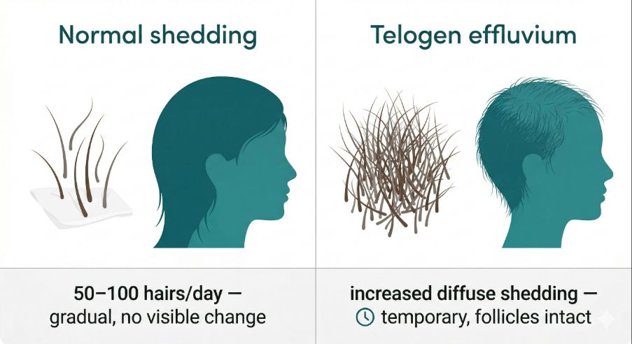 Normal shedding versus telogen effluvium