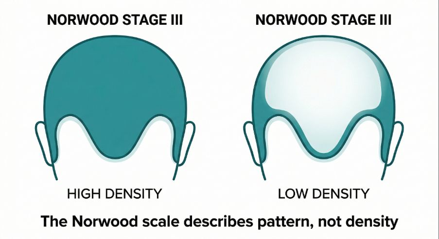 Norwood Scale distinctions between different outcomes for the same stage 
