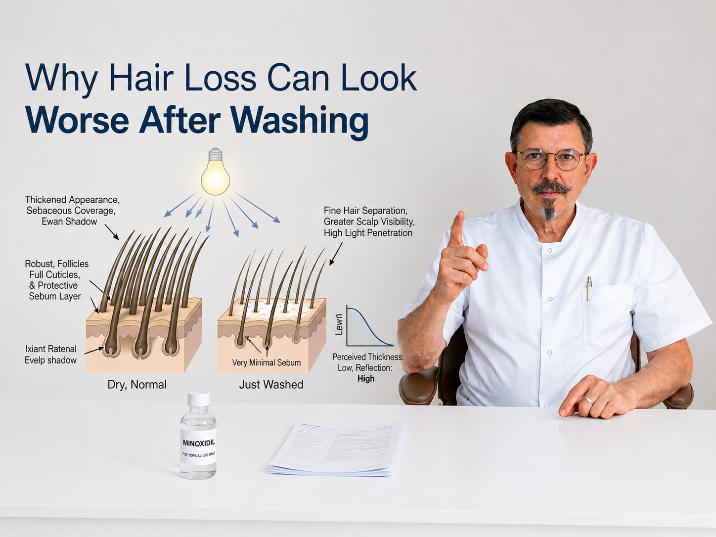Why hair loss can look worse after washing blog title on a clean background