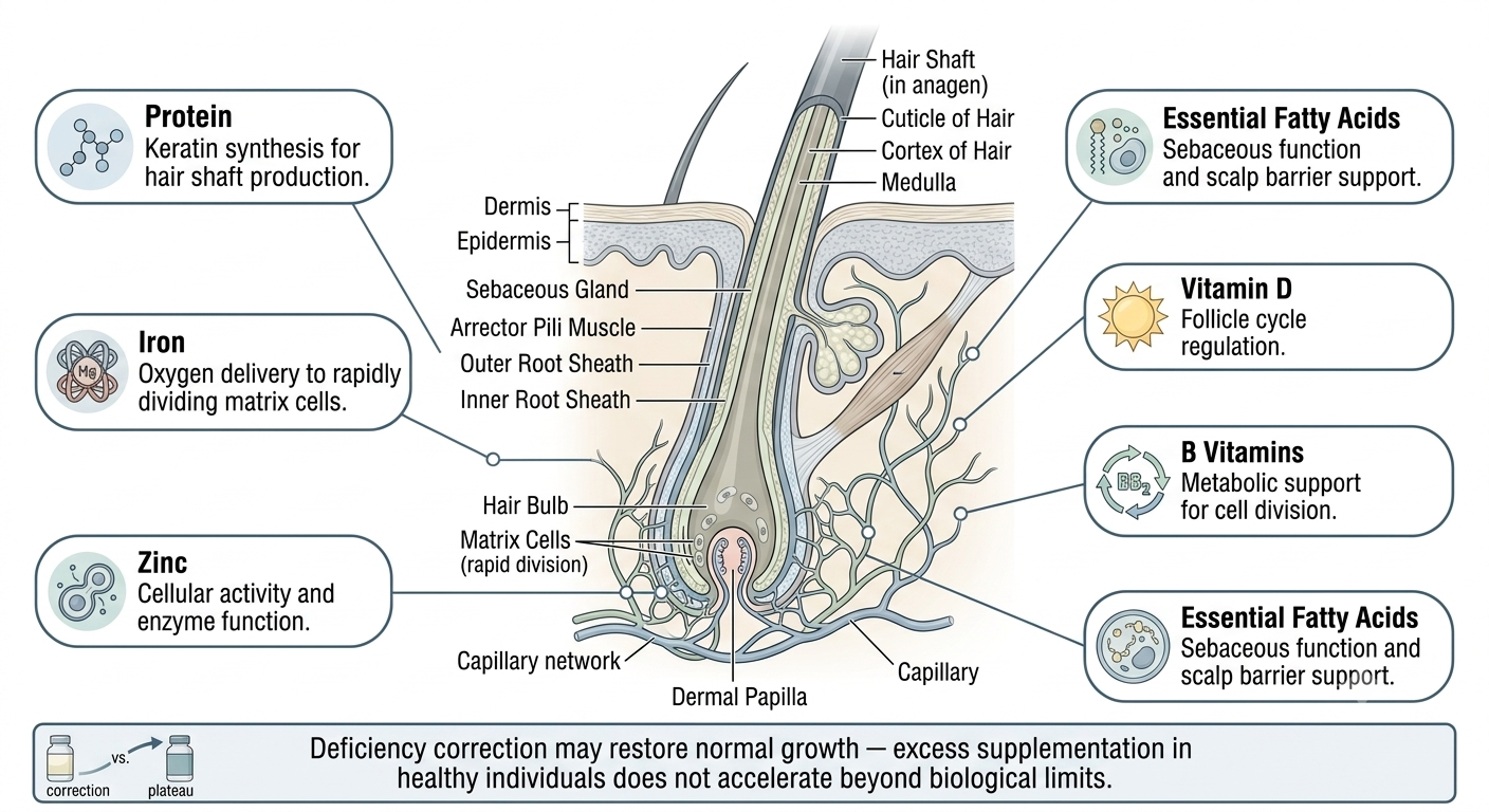 Diagram of key nutrients supporting normal follicle function