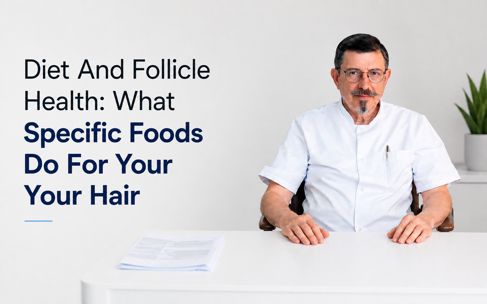Diet and follicle health what specific foods do for your hair blog title on a clean background