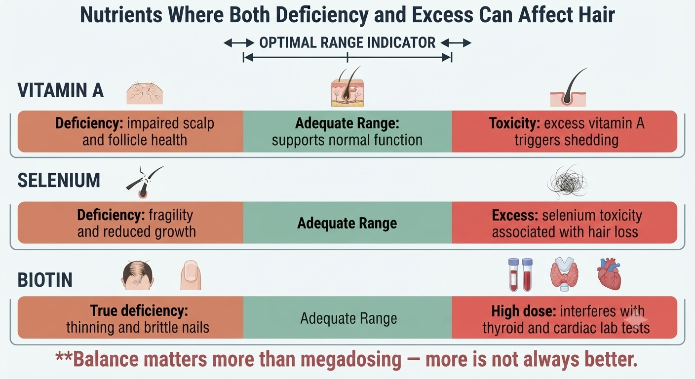 Diagram showing nutrients where excess causes harm alongside deficiency