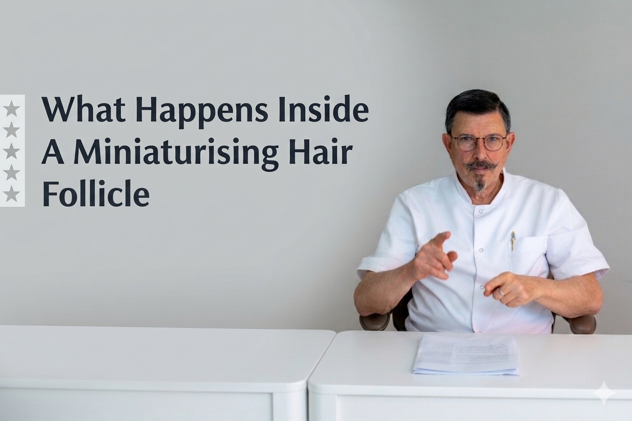 What happens inside a miniaturising hair follicle blog title on a clean background