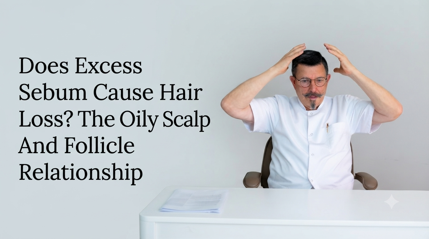 Does excess sebum cause hair loss the oily scalp and follicle relationship blog title on a clean background