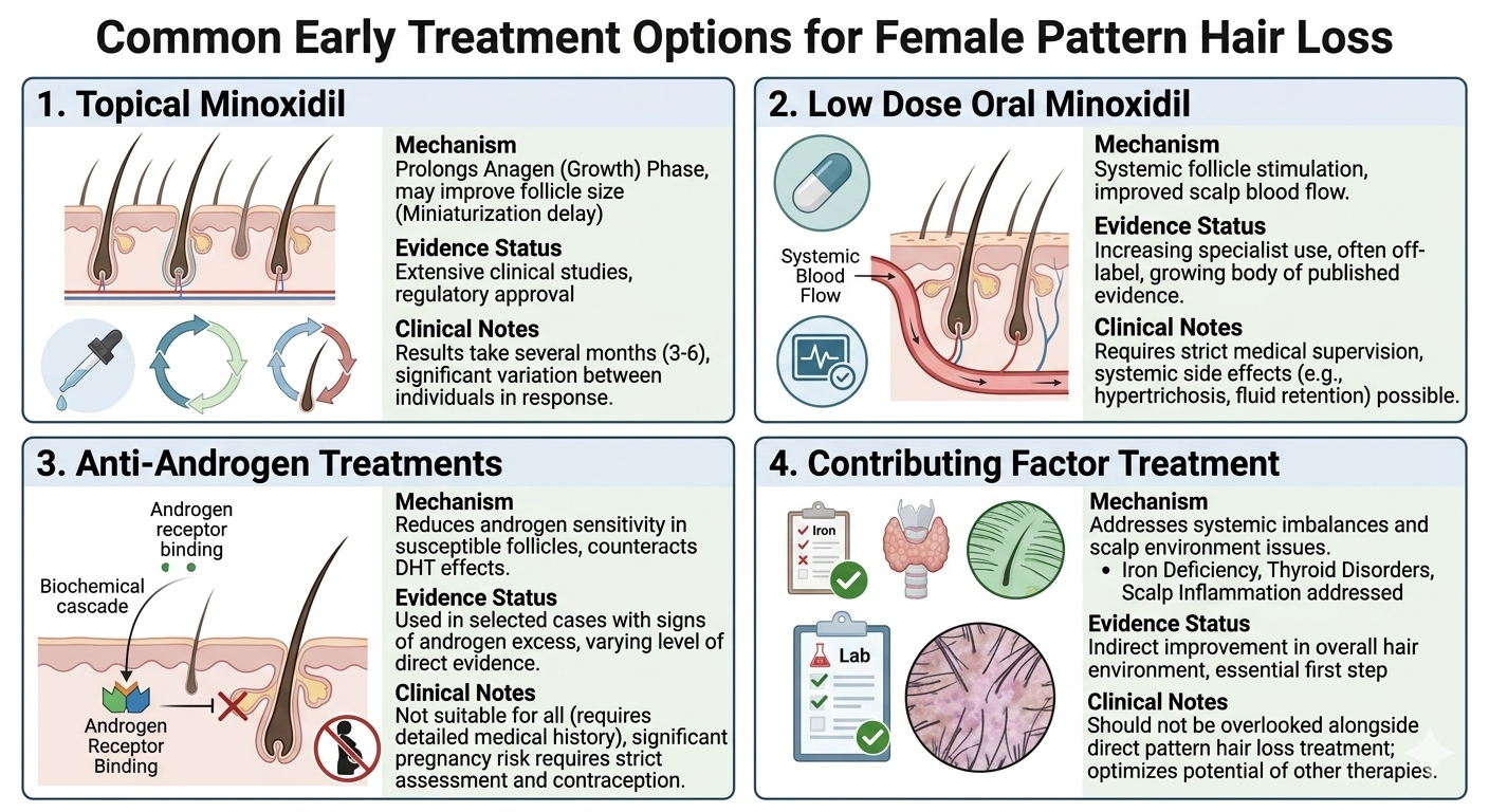Structured overview of first line treatment options for female pattern hair loss
