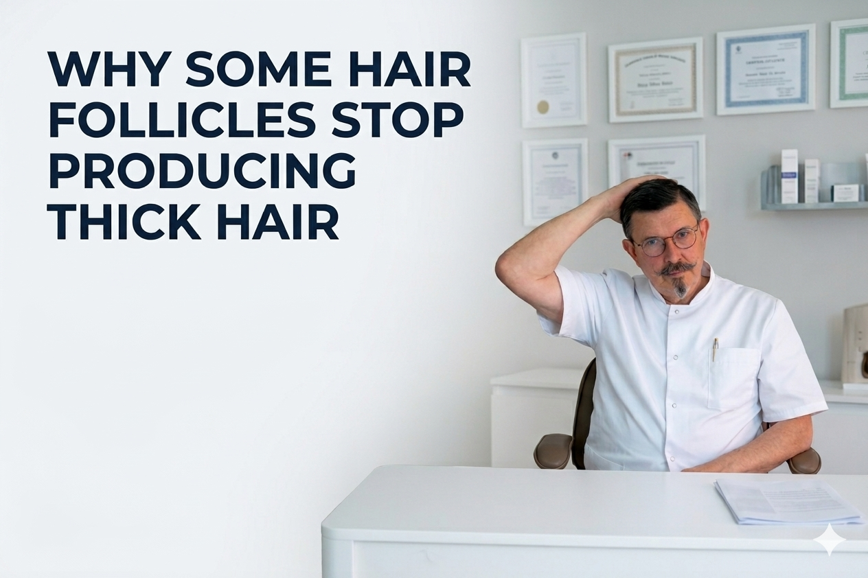 Hair shedding vs hair thinning blog title on a clean background