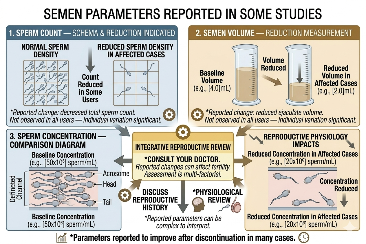 Diagram of semen parameters potentially affected by finasteride