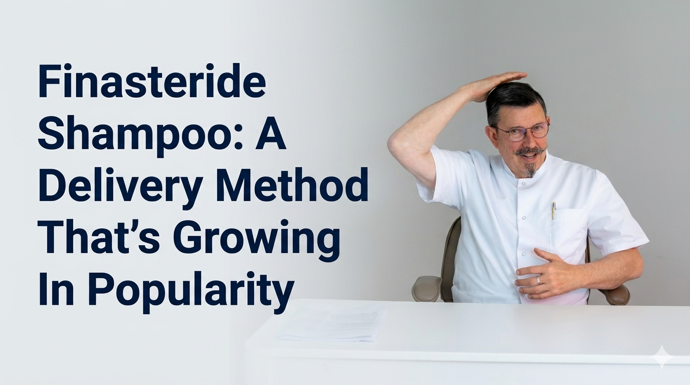 Finasteride shampoo a delivery method that's growing in popularity blog title on a clean background