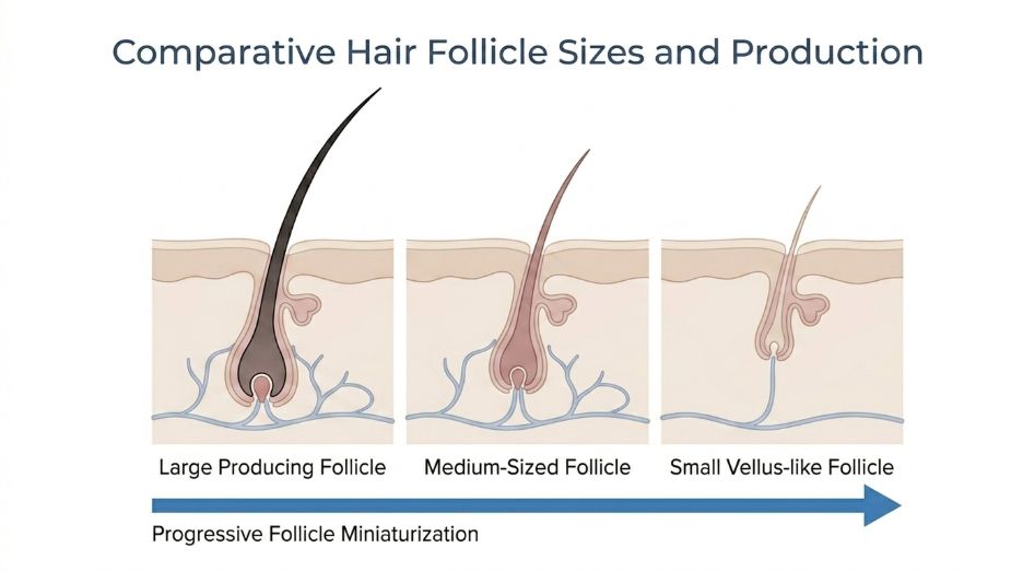Comparative hair follicle sizes and production
