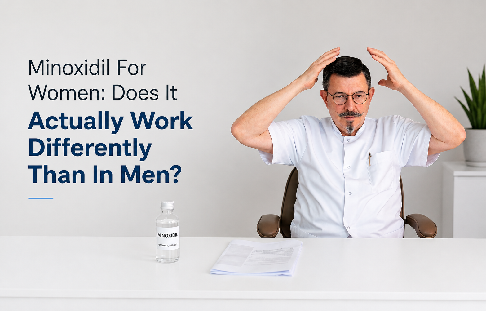 Minoxidil for women does it work differently than in men blog title on a clean background