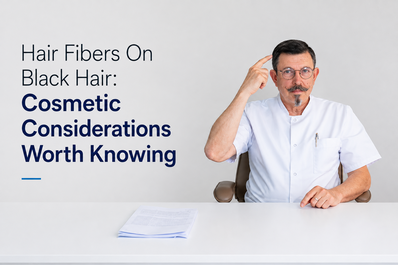 Hair fibers on Black hair cosmetic considerations worth knowing blog title on a clean background