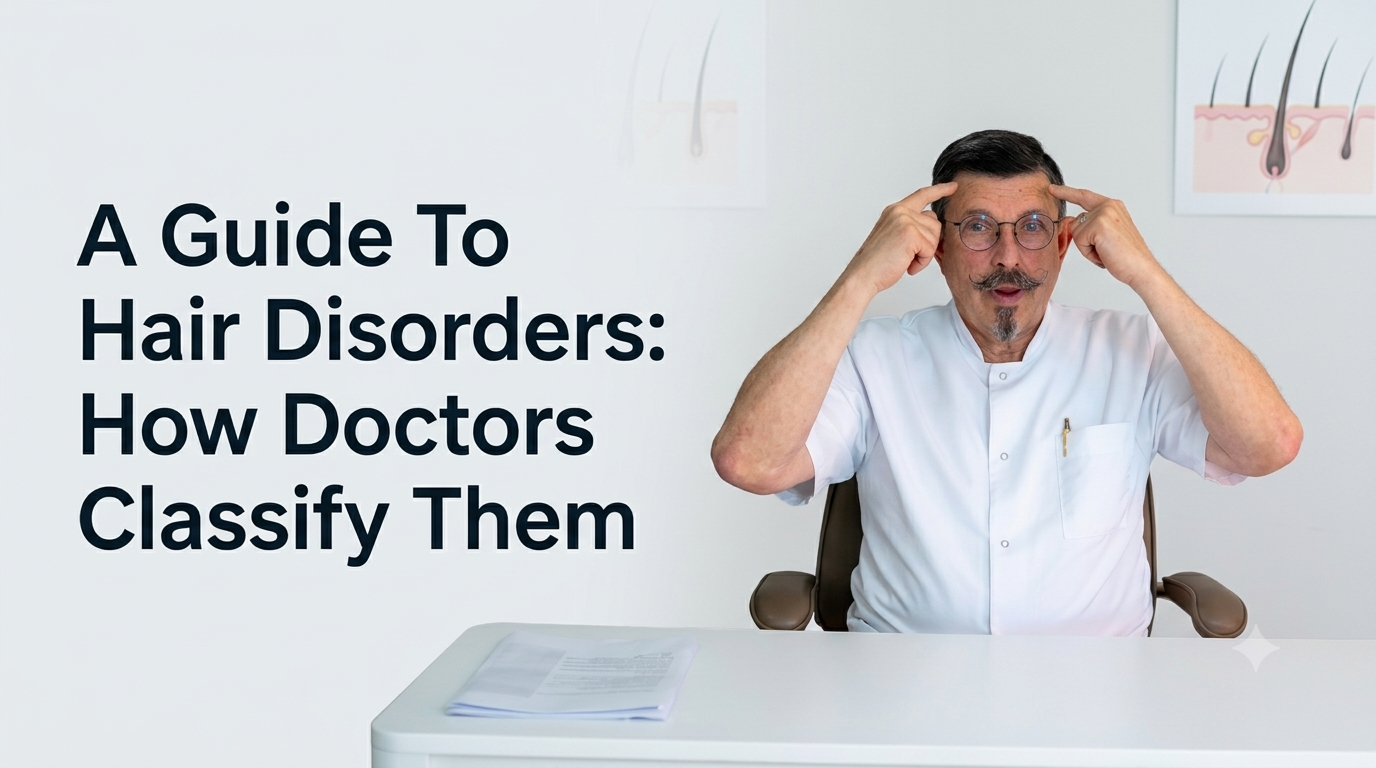 A guide to hair disorders how doctors classify them blog title on a clean background