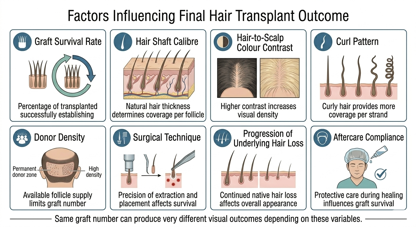 Diagram showing factors influencing final transplant outcome variability