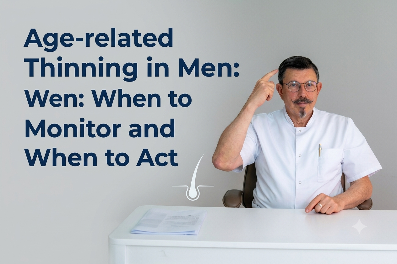 Age-related thinning in men when to monitor and when to act blog title on a clean background