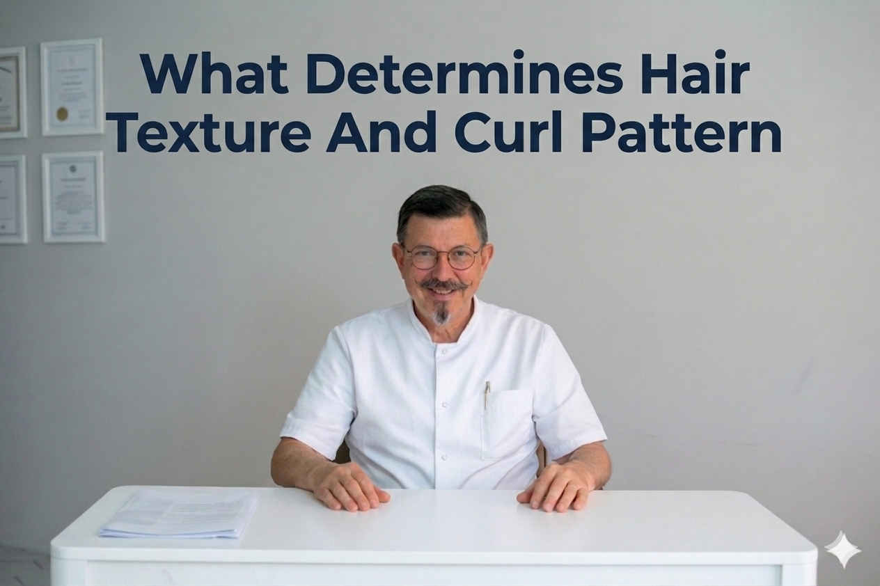 What determines hair texture and curl pattern blog title on a clean background