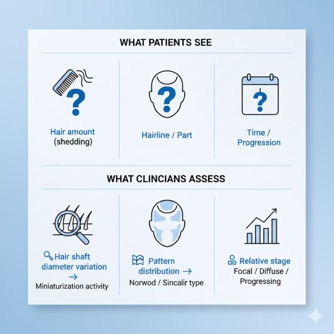 What patients see/what clinicians assess