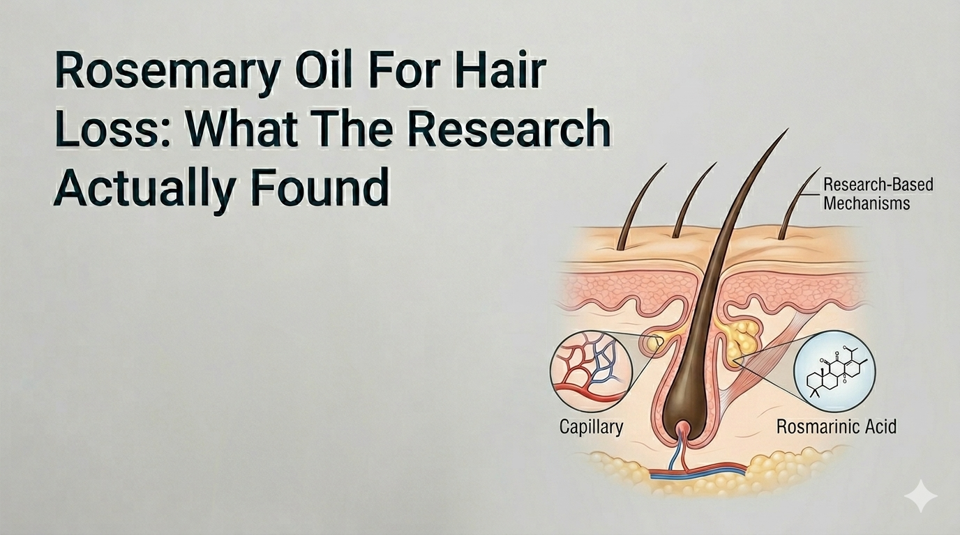 Rosemary oil for hair loss what the research actually found blog title on a clean background