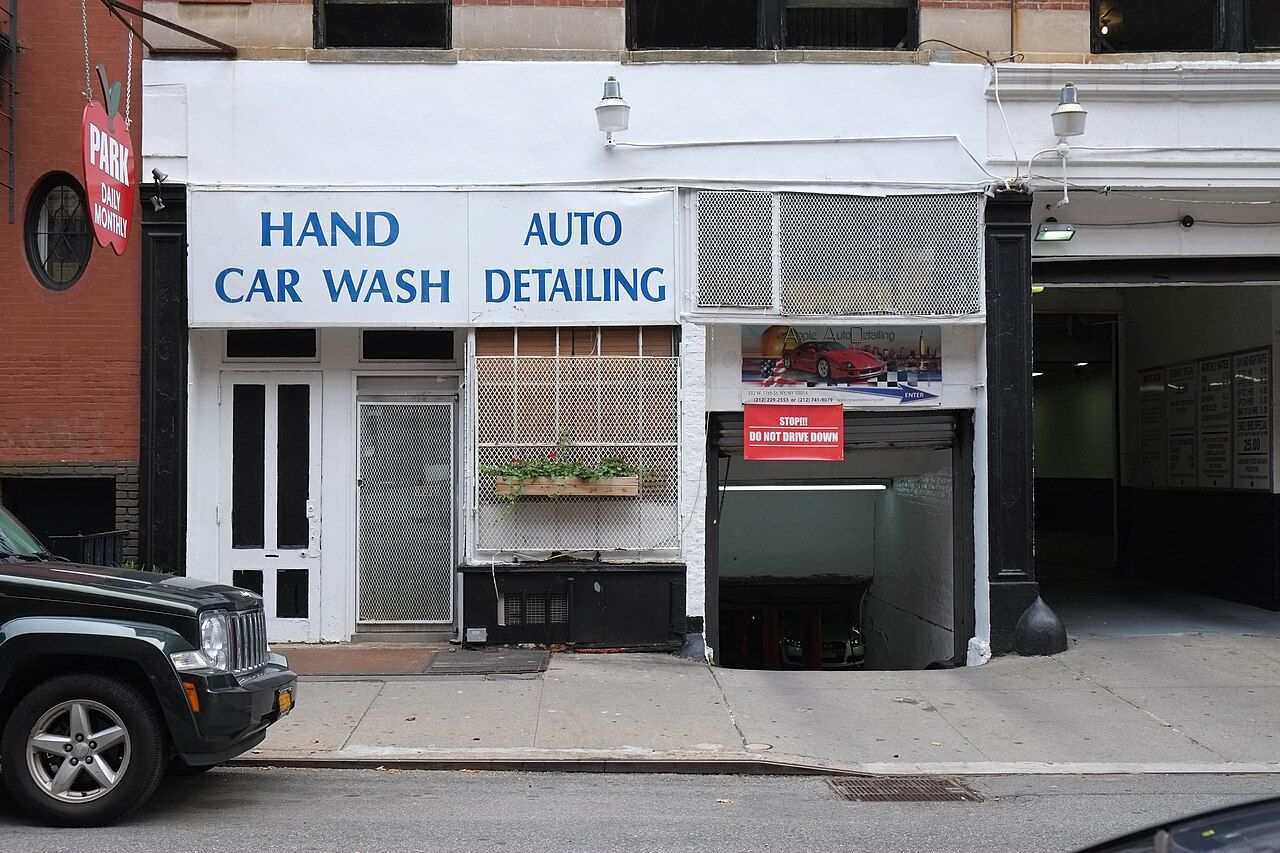 Hand car wash and auto detailing workshop entrance