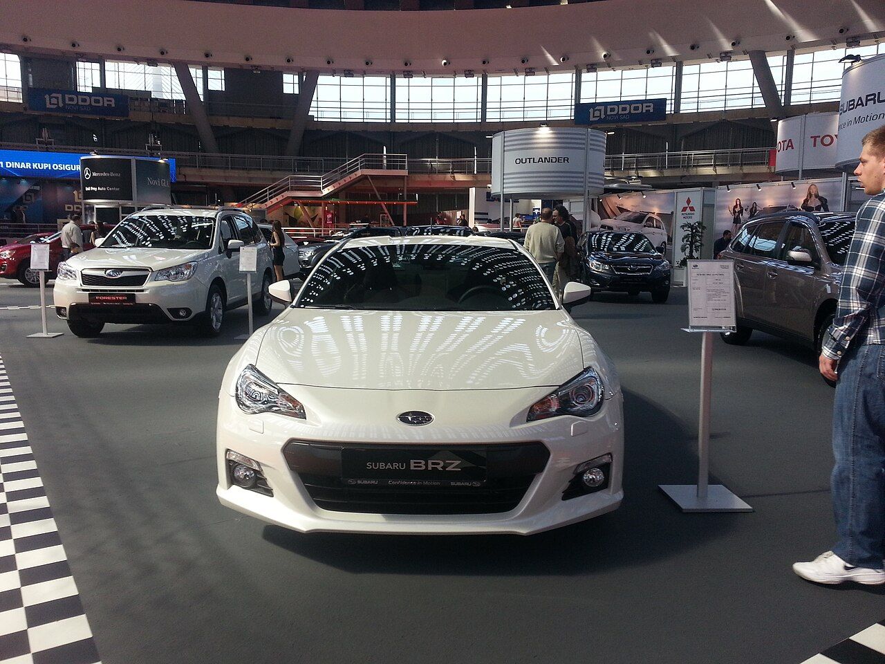 Front view of a first-generation Subaru BRZ; illustrative vehicle