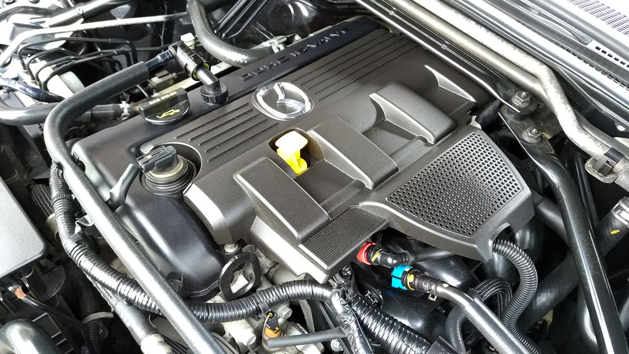 2.0-liter MZR engine bay of a Mazda MX-5 NC