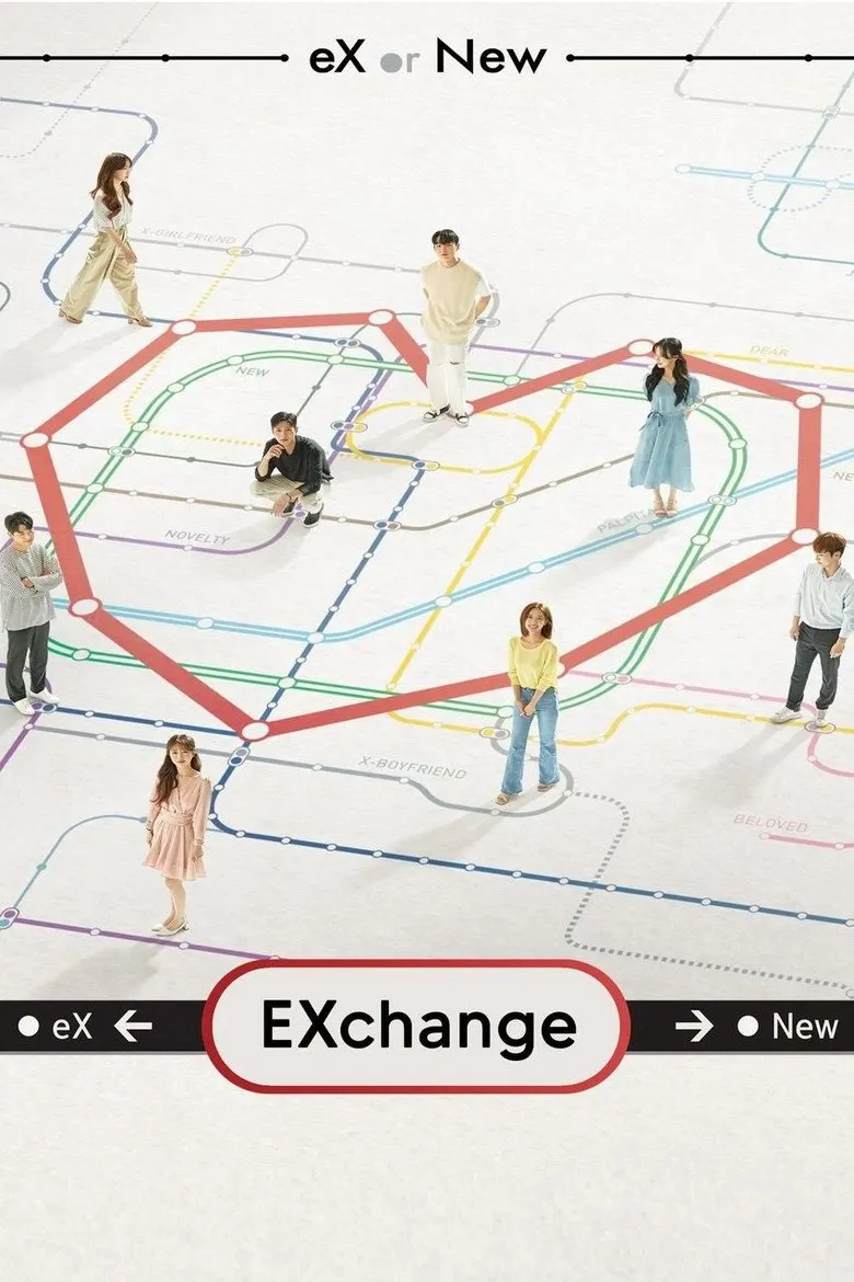 Ảnh quảng bá chương trình hẹn hò Người Yêu Cũ (EXchange) của nền tảng TVING