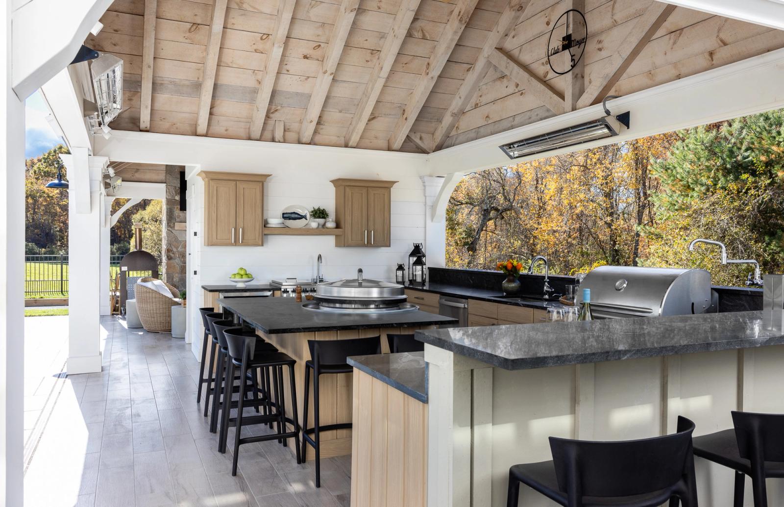 new england pavillion kitchen with oak kast cabinets in natural blonde