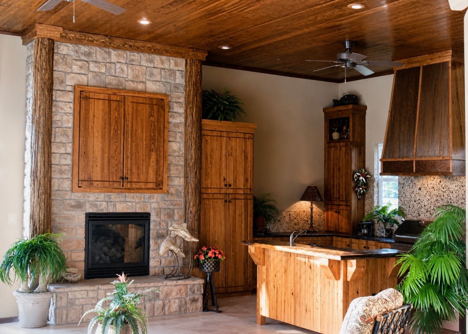 old cypress kitchen installed outdoors florida