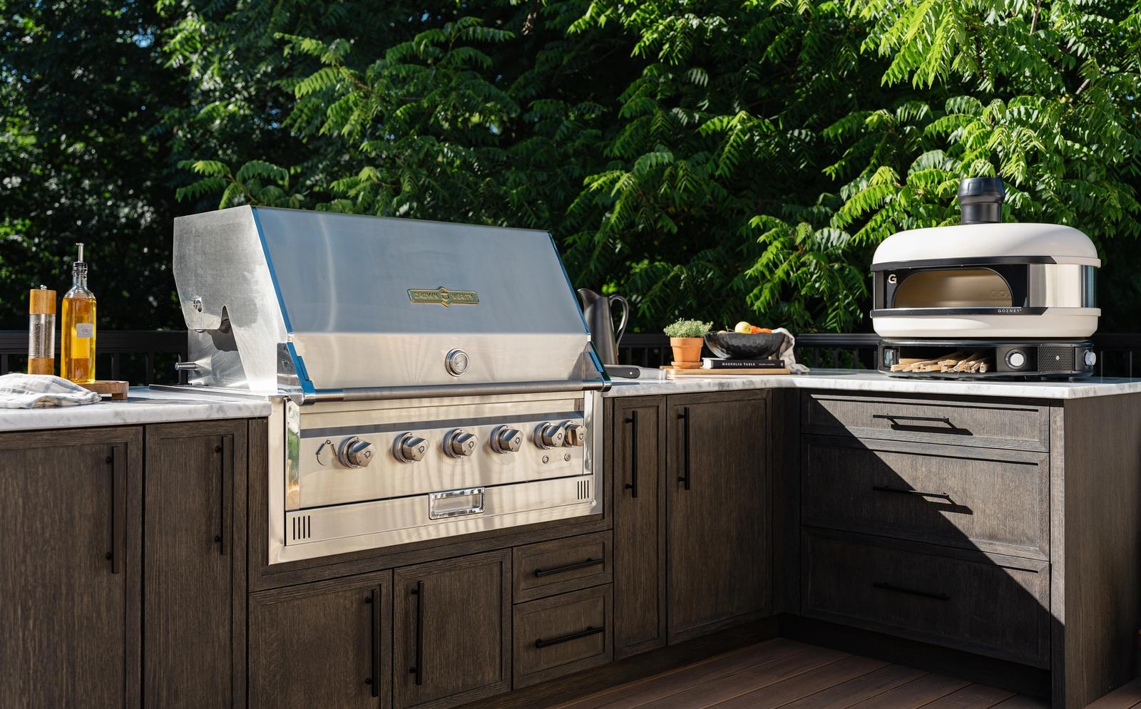 dark brown outdoor kitchen wood grain slim shaker door ontario