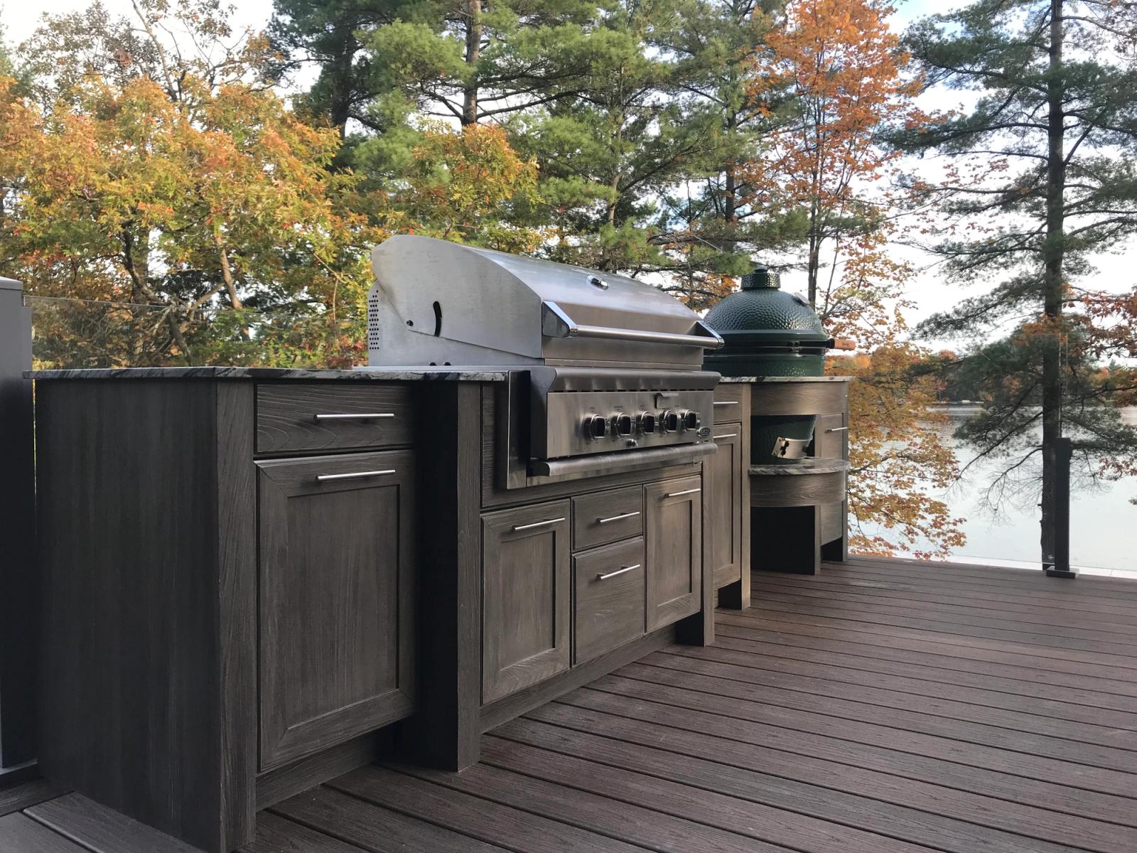 outdoor kitchens on raised deck in muskoka