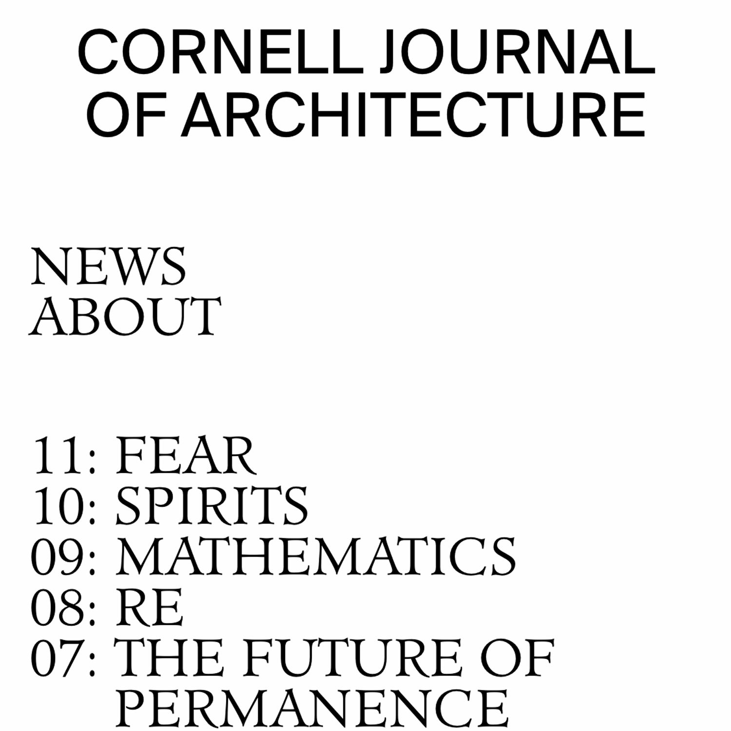 Cornell Journal of Architecture website