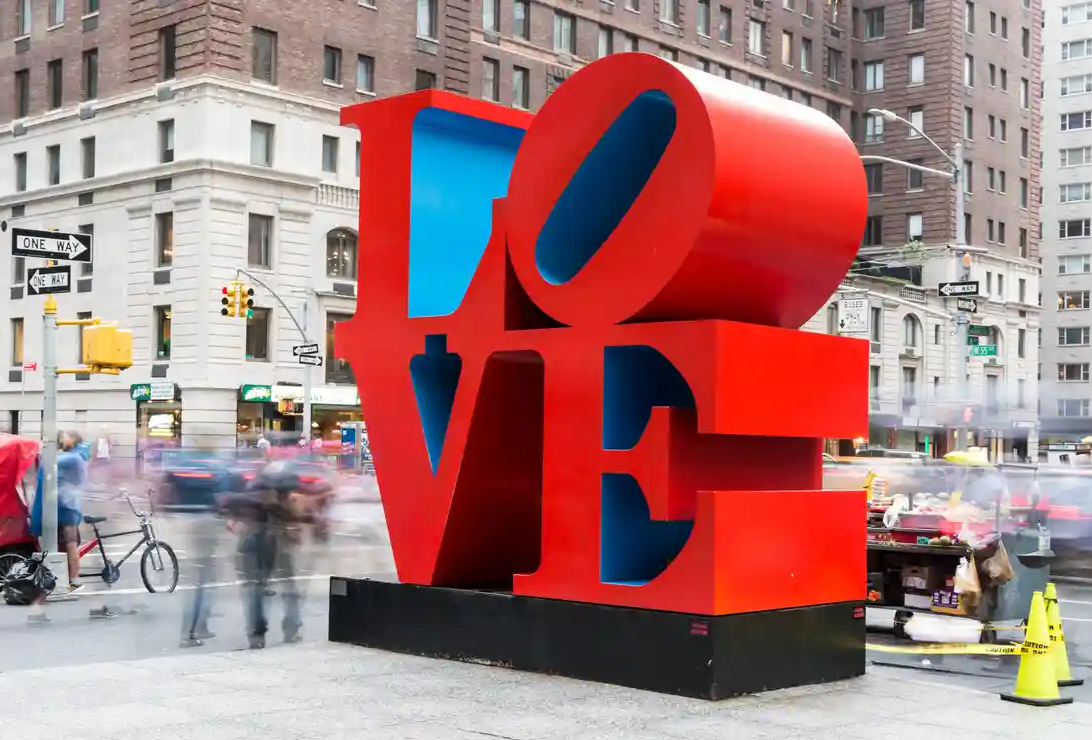 Robert Indiana's Iconic LOVE public art installation in New York City