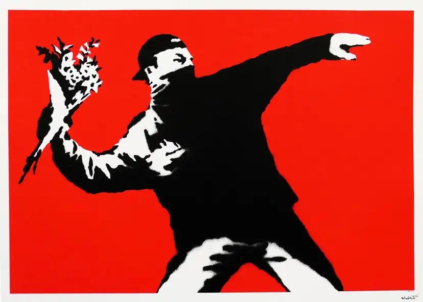 Banksy's graffity Flower Thrower