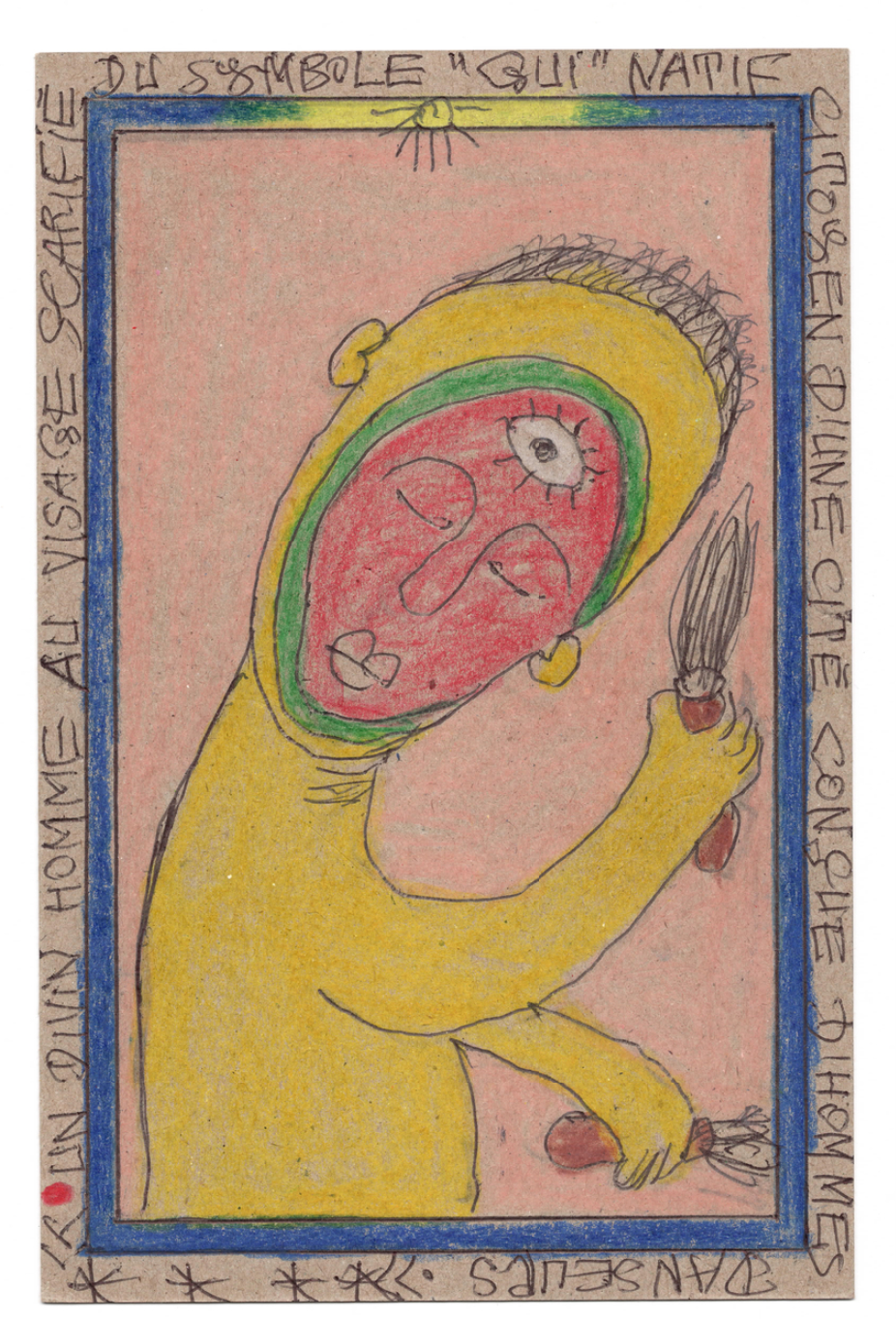 Un Divin Homme Au Visage Scarifie Du Symbole "Gui" by Frédéric Bruly Bouabré