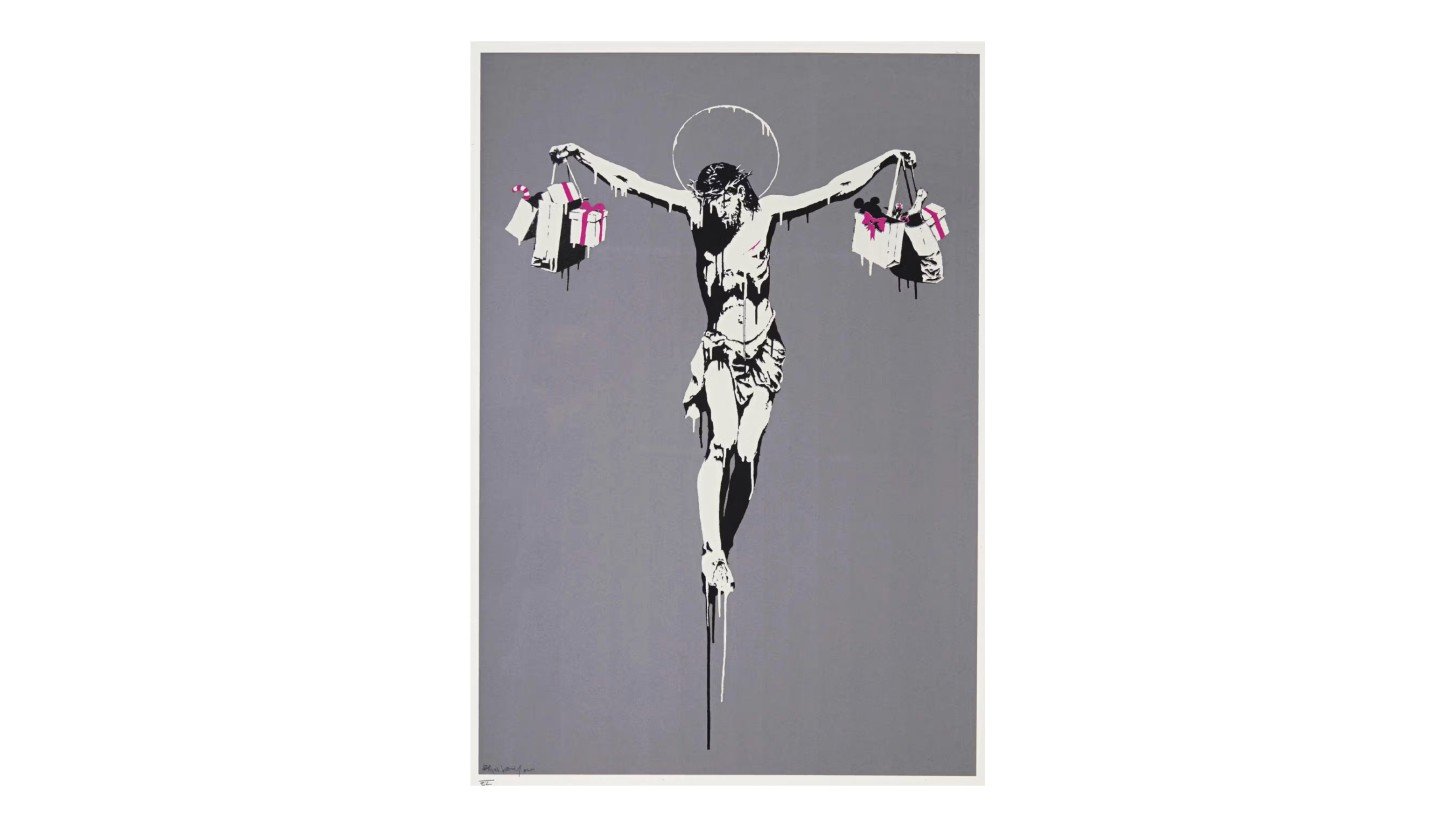 CHRIST WITH SHOPPING BAGS (SIGNED) by Banksy