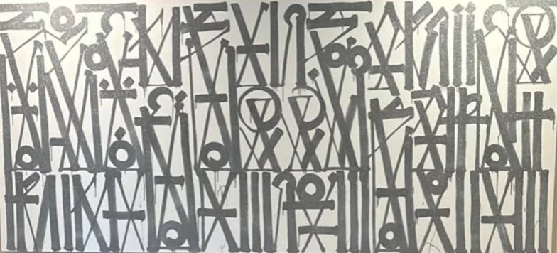 RETNA original painting white with silver diamond dust available at ArtLife Gallery
