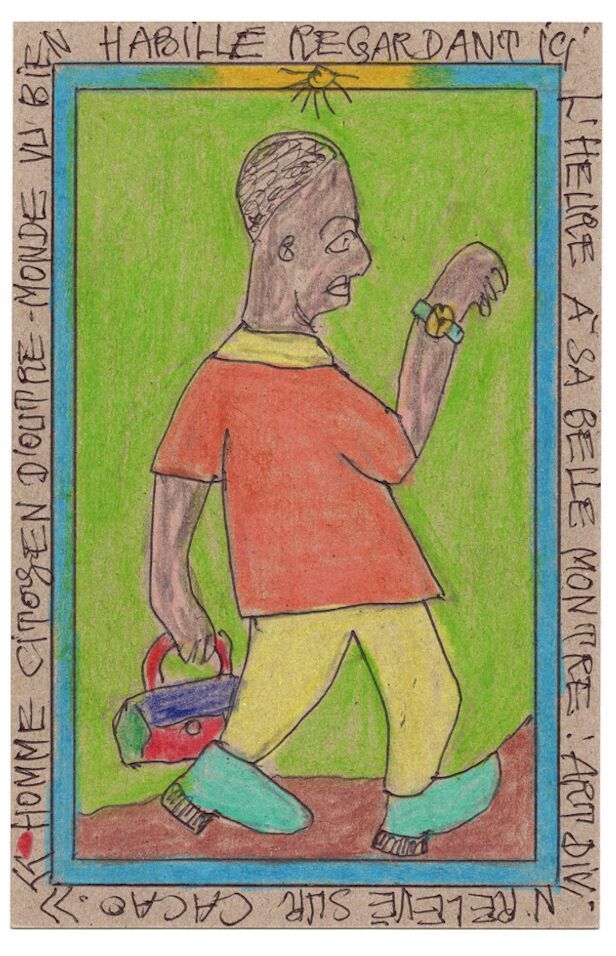 Homme citoyen d'outre-monde vu bien habille by Frédéric  Bruly Bouabré