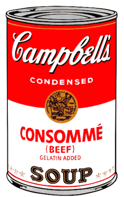 Campbell’s Consomme Soup by Blue-chip artist Andy Warhol, available at ArtLife Gallery in Miami, FL.
