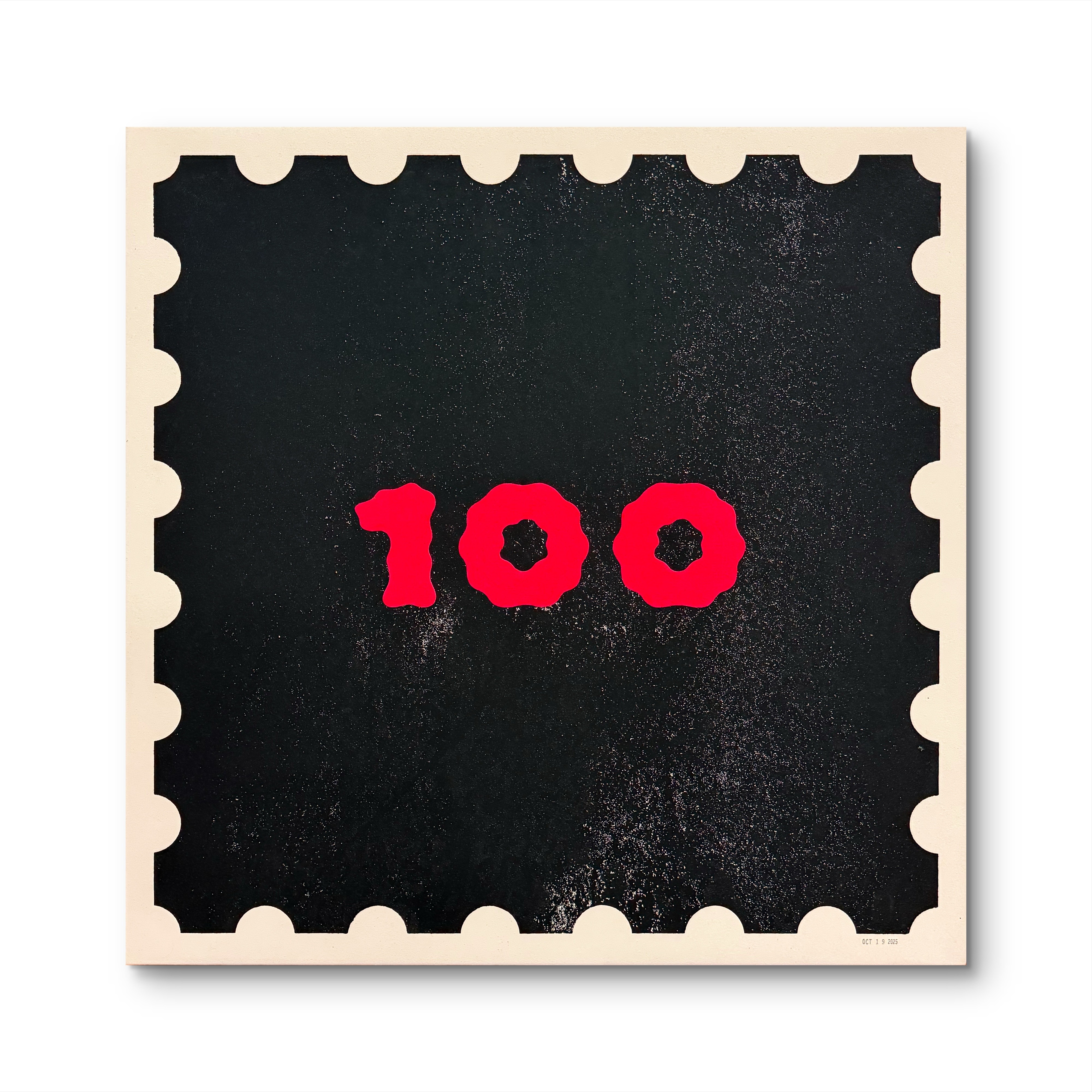 One Hundred Stamp(Fluorescent Red)