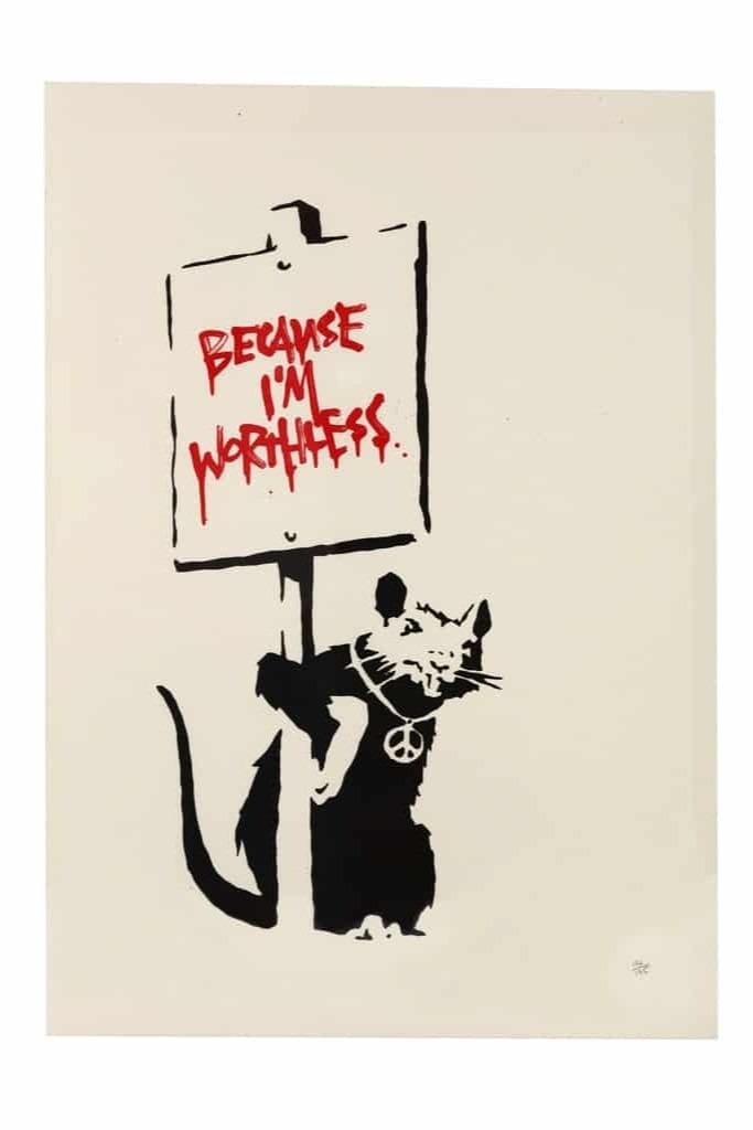 Because I’m Worthless (Red) by Banksy