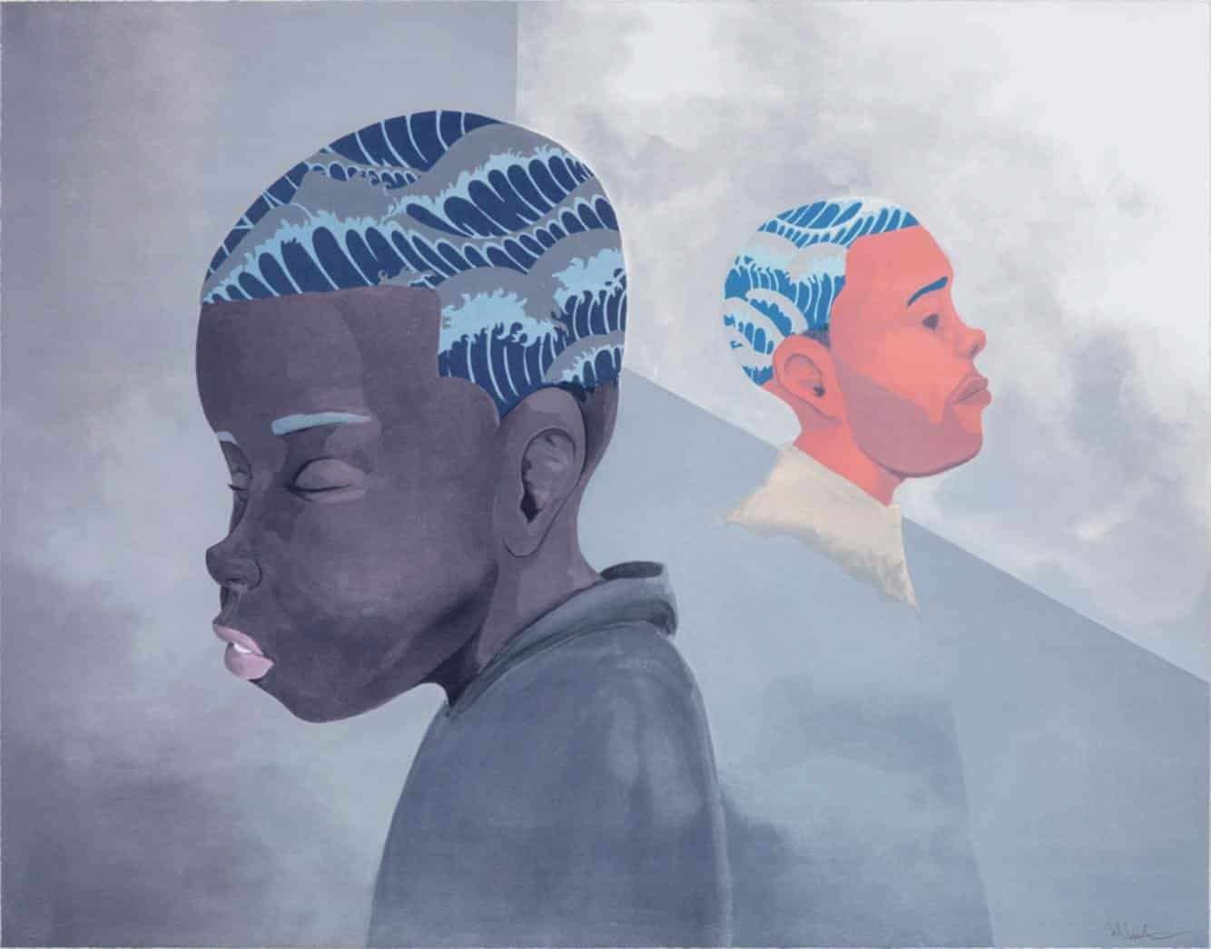 Two Men Sporting Waves by Hebru Brantley
